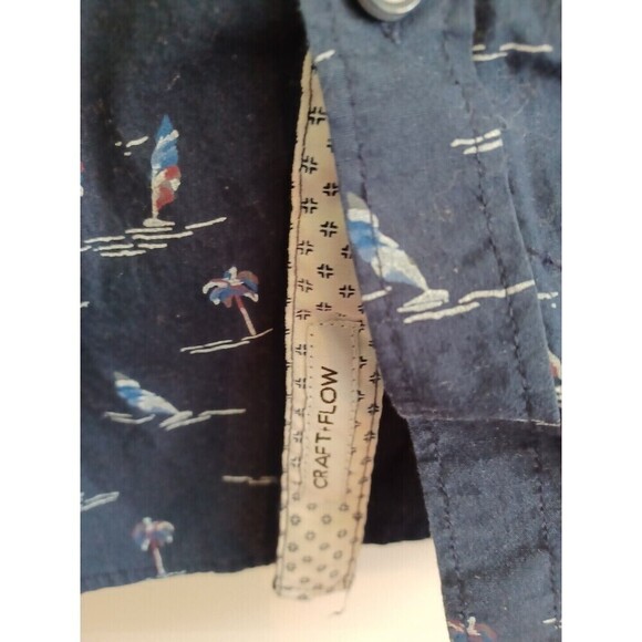 Craft+Flow Voyage short sl shirt mens L flip cuff sailboats palms beach vacation - Picture 4 of 9
